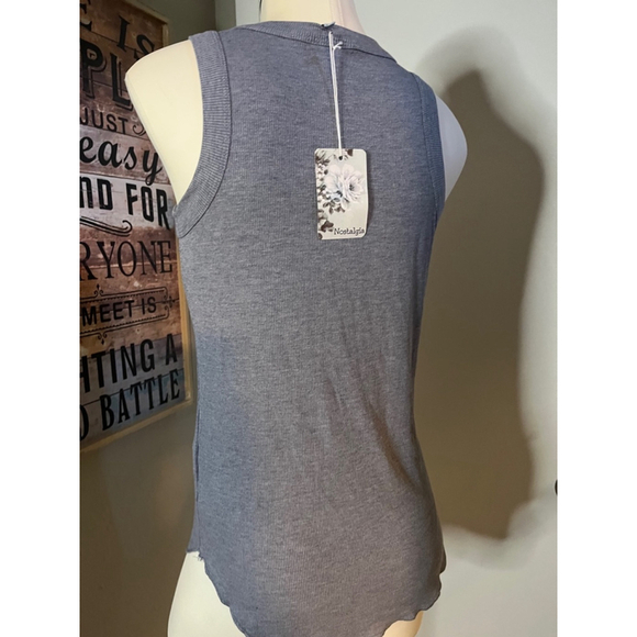 nwt womens gray tank top by nostalgia preshrunk very soft size large - Picture 9 of 9